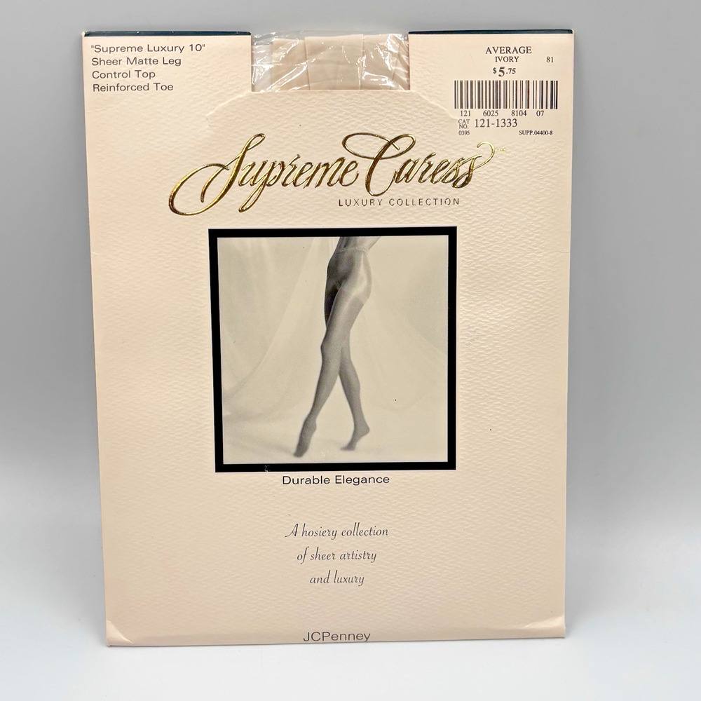 Supreme Caress Sheer Matte Pantyhose Ivory Average Control Top Reinforced Toe